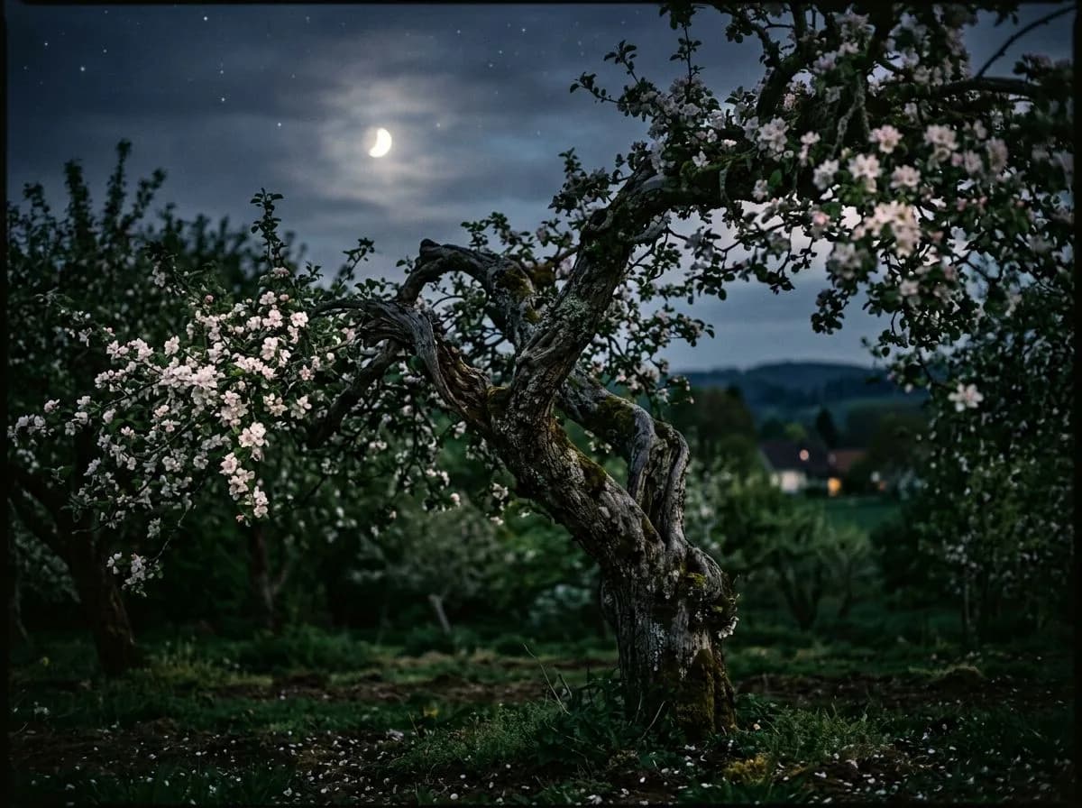 Moonlit Echoes in the Orchard - Free bedtime stories for adults Moonlit Echoes in the Orchard - Free bedtime stories for adults